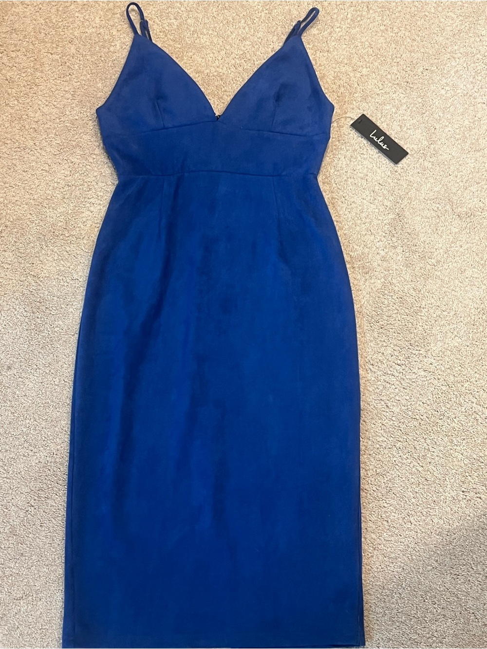 Lulu's Cobalt Blue Spaghetti Strap Midi Dress